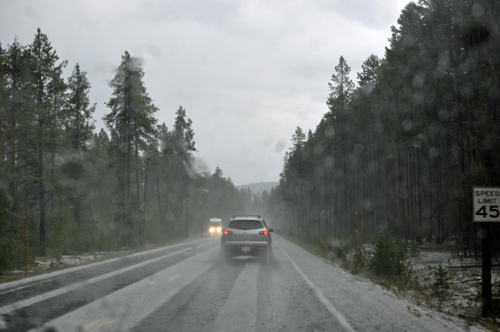 hail storm in Yellowstone National Park